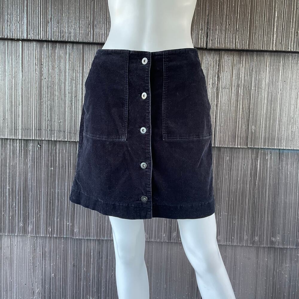 🔥Uniqlo Corduroy Stretch Navy Blue Button Front Mini Skirt Preppy Academia